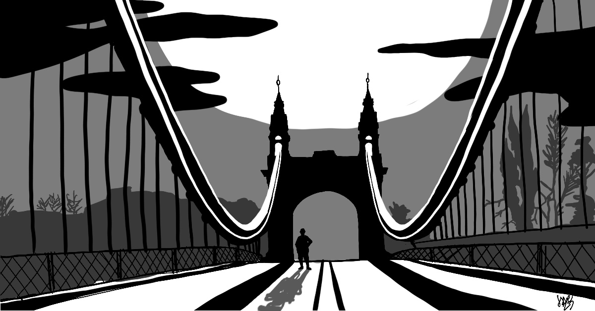 Illustrazione ponte hammersmith con Cobden-Sanderson